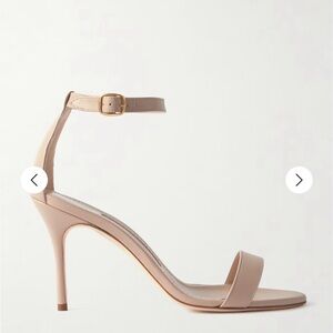 Manolo Blahnik Patent Leather Nude Ankle Strap Heels